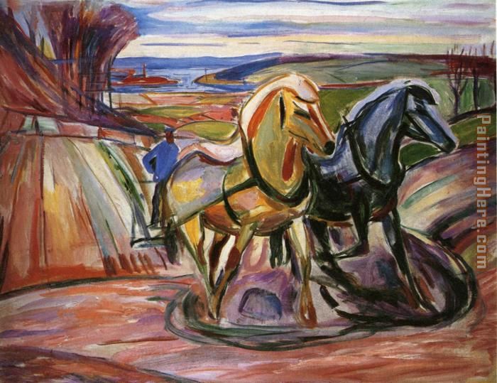 Spring Plowing painting - Edvard Munch Spring Plowing art painting